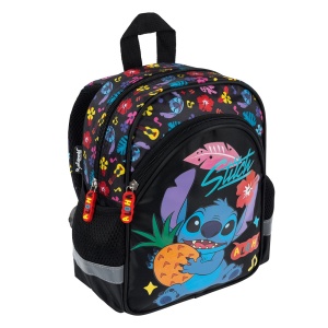 Ghiozdan Gradinita, 2 Compartimente, St.Majewski, Stitch Black Aloha D1, 29x22x9 cm - Img 1