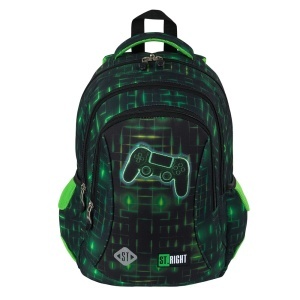 Ghiozdan Prescolari, St.Right, 3 Compartimente, Impermeabil, Neon Pad BP26, 39x27x17cm