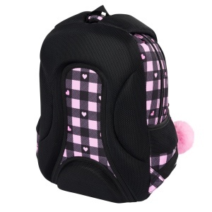 Ghiozdan Prescolari, St.Right, 3 Compartimente, Impermeabil, Pink Checkered BP26, 39x27x17cm - Img 5