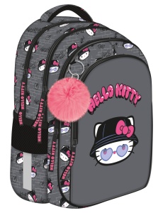 Ghiozdan Scolar Copii, BP58 Hello Kitty Grey, 4 Compartimente, Ergonomic, 22L, 40x28x18cm