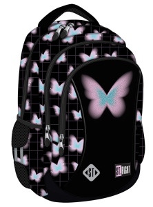 Ghiozdan Scolar Copii St.Right BP26 Pastel Butterfly, 3 Compartimente, Ergonomic, 20L, 39x27x17 cm