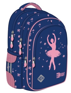 Ghiozdan Scolar Copii St.Right, BP58 Pink Ballerina, 4 Compartimente, Ergonomic, 22L, 40x28x18cm