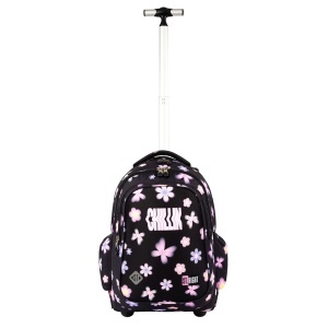 Ghiozdan tip Troler St.Right TB01, Flower Mood, Roti Silicon, Impermeabil, 44x32x25 cm - Img 4