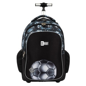 Ghiozdan tip Troler St.Right TB01, Silver Goal, Roti Silicon, Impermeabil, 44x32x25 cm