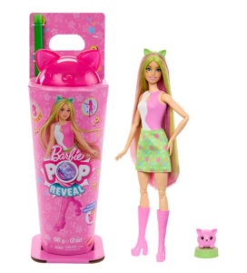 Set papusa si accesorii Mattel Barbie Pop Reveal Shake, 8 surprize, multicolor