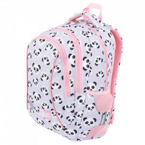 Ghiozdan Prescolari Ergonomic, Impermeabil, Elemente Reflectorizante, Colectia St.Right - Grey Panda BP26, 39x27x17cm - Img 6