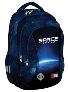 Ghiozdan Scolar Copii St.Right BP26 Blue Earth View, 3 Compartimente, Ergonomic, 20L, 39x27x17 cm
