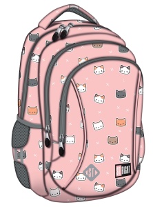 Ghiozdan Scolar Copii St.Right BP26 Candy Kitties, 3 Compartimente, Ergonomic, 20L, 39x27x17 cm