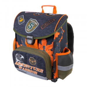 Ghiozdan Scolar Ergonomic St.Majewski - Gama Premium, Military, Ventilatie Venti Stream, Rigid, Impermeabil, Elemente Reflectorizante, 35.5x27.5x16cm, - Img 4