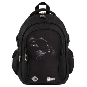 Ghiozdan Scolar St.Right BP01 Black Cat, 4 Compartimente, Ergonomic, 43x32x21cm