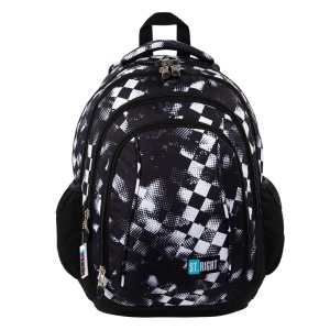 Ghiozdan Scolar St.Right BP04 - Race Check, 4 Compartimente, Ergonomic, 43x32x20cm