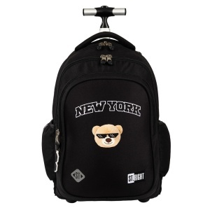 Ghiozdan tip Troler St.Right TB01, NYC Mood, Roti Silicon, Impermeabil, 44x32x25 cm