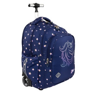 Ghiozdan tip Troler St.Right TB01, Unicorn Glow, Roti Silicon, Impermeabil, 44x32x25 cm - Img 3