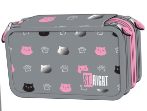 Penar Echipat cu 3 Fermoare, St.Right PC05 Kitty Paw, 19x13x7cm