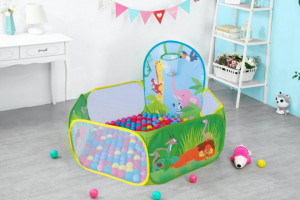 Spatiu de Joaca pentru Copii, iPlay,Verde cu 50 de Mingi si Cos - Img 3