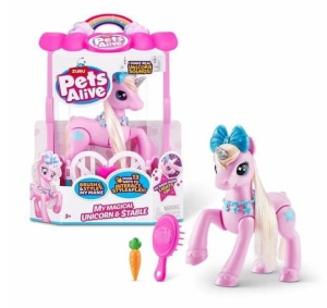 Unicorn roz interactiv pentru copii, Alexander McQueen, cu sunet si accesorii