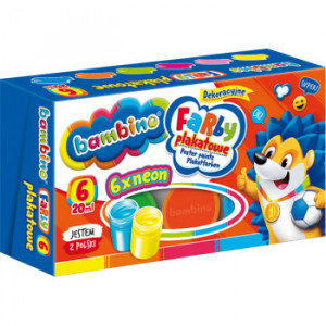 Acuarele Poster, Bambino, 6 Culori Neon cu Capac, 20ml/Culoare