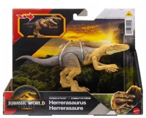 Figurină dinozaur Mattel Jurassic World Rebirth: Strike Attack - Herrerazaur