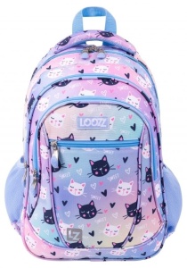 Ghiozdan Scolar Copii Loozz, BP26 Happy Cats, Ergonomic, 20L, 39 cm