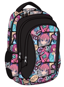Ghiozdan Scolar Copii St.Right BP26 Manga Girl, 3 Compartimente, Ergonomic, 20L, 39x27x17 cm