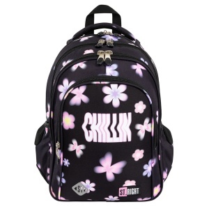 Ghiozdan Scolar Copii St.Right, BP58 Flower Mood, 4 Compartimente, Ergonomic, 22L, 40x28x18cm