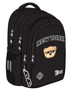 Ghiozdan Scolar Copii St.Right, BP58 NYC Mood, 4 Compartimente, Ergonomic, 22L, 40x28x18cm