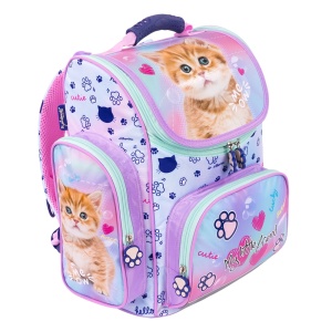 Ghiozdan Scolar Rigid, St.Majewski, Ergonomic - Pastel Kitty, Ventilatie Spate