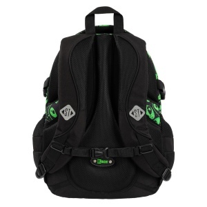 Ghiozdan Scolar St.Right BP01 Green Aliens, 4 Compartimente, Ergonomic, 43x32x21cm - Img 2