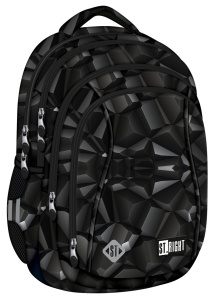 Ghiozdan Scolar St.Right BP04 - Dark Abstract, 4 Compartimente, Ergonomic, 43x32x20cm