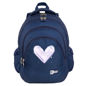 Ghiozdan Scolar St.Right BP06 - Moonlight Heart, 4 Compartimente, Ergonomic, 42x31x22cm