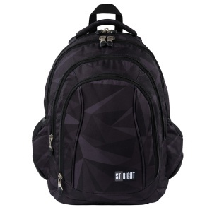 Ghiozdan St.Right, 4 Compartimente, Ergonomic, Impermeabil, Geometric Grey BP04 43x32x20cm