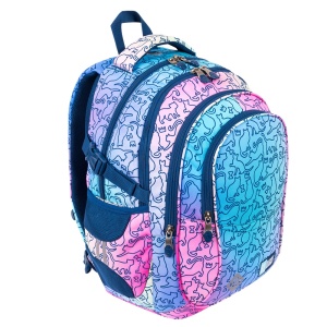 Ghiozdan St.Right, 4 Compartimente, Impermeabil, Ombre Cats BP01, 43x32x21cm - Img 3