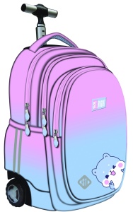 Ghiozdan tip Troler St.Right TB01, Blue Hamster, Roți Silicon, Impermeabil, 44x32x25 cm