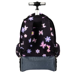 Ghiozdan tip Troler St.Right TB01, Flower Mood, Roti Silicon, Impermeabil, 44x32x25 cm - Img 8