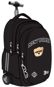 Ghiozdan tip Troler St.Right TB01, NYC Mood, Roti Silicon, Impermeabil, 44x32x25 cm