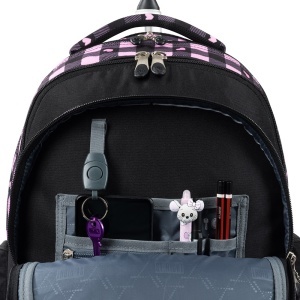 Ghiozdan Troler, St.Right, Roti Silicon, Impermeabil, Pink Checkered TB01, 44x32x25cm - Img 8