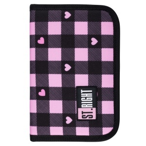 Penar St.Right, cu 1 Fermoar si 2 Extensii, Neechipat, Pink Checkered PC03, 20.5x14x3.5 cm