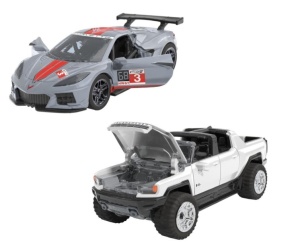 Set 2 masinute metalice Hot Wheels Pull Back- Gmc Hummer Ev si Corvette C8R 1:43 - Img 2