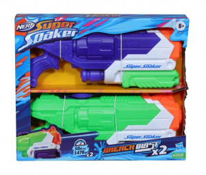 Set 2 x Pistol cu apa, Nerf, Plastic, Multicolor, 6 ani+