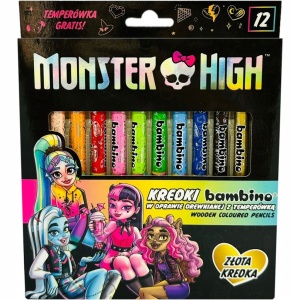 Creioane Color Jumbo, Bambino Monster High, 12 culori, 15cm + Ascutitoare