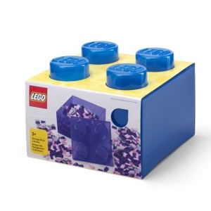 Cutie Depozitare Lego, 2 x 2 Albastru Transparent, 25x25x18cm, 4+