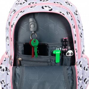 Ghiozdan Prescolari Ergonomic, Impermeabil, Elemente Reflectorizante, Colectia St.Right - Grey Panda BP26, 39x27x17cm - Img 8