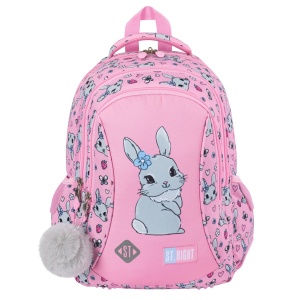 Ghiozdan Prescolari, St.Right, 3 Compartimente, Impermeabil, Cute Rabbit BP26, 39x27x17cm