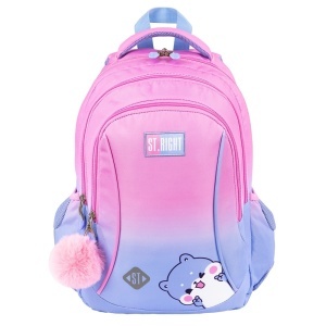Ghiozdan Scolar Copii St.Right BP26 Blue Hamster, 3 Compartimente, Ergonomic, 20L, 39x27x17 cm