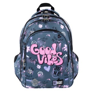Ghiozdan Scolar cu 4 Compartimente, Impermeabil, Colectia St.Right - Good Vibes BP58, 40x28x18cm - Img 1