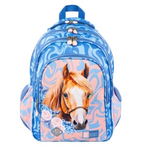 Ghiozdan Scolar cu 4 Compartimente, Impermeabil, Colectia St.Right - Romantic Horse BP58, 40x28x18cm - Img 1