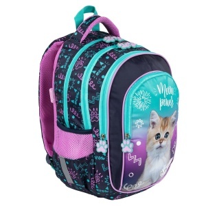 Ghiozdan Scolar cu 4 Compartimente, St.Majewski, Colectia Kitty Party BP58, 40x28x18cm