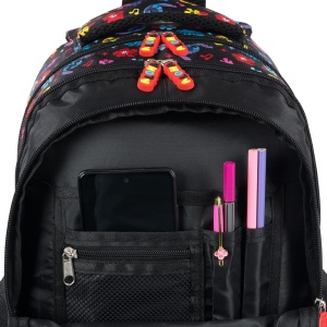 Ghiozdan Scolar cu 4 Compartimente, St.Majewski, Stitch Black Aloha BP58, 40x28x18cm - Img 5