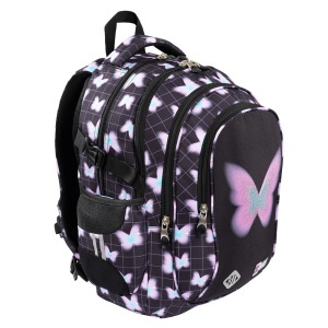 Ghiozdan Scolar St.Right BP01 Pastel Butterfly, 4 Compartimente, Ergonomic, 43x32x21cm - Img 2