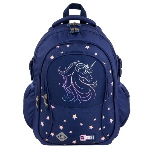 Ghiozdan Scolar St.Right BP01 Unicorn Glow, 4 Compartimente, Ergonomic, 43x32x21cm